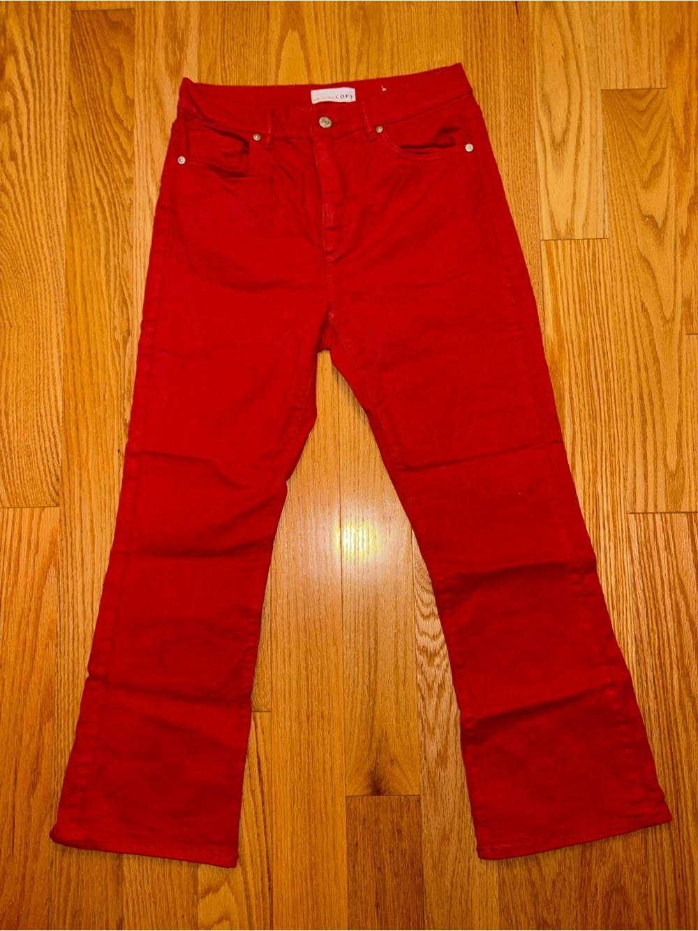 LOFT Red Wide-Leg High-Rise Jeans